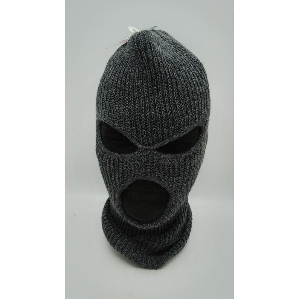 Winter Ski Mask 3 Holes Charcoal Knitted Beanie